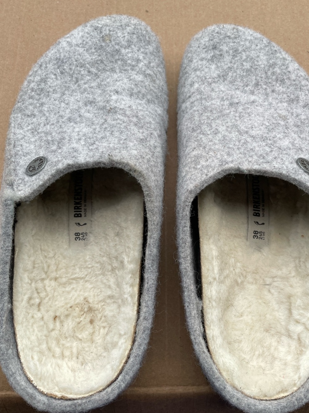 Birkenstock Light Gray Wool Slip-On Clog with Shearling Lining